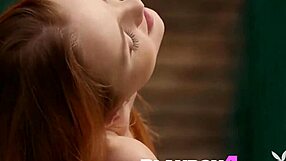 Kate, the petite redhead teen, strips and poses naked on Playboy4.com.