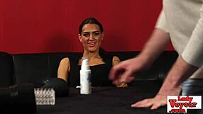 British femdom babe watches as a loser masturbates
