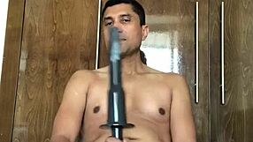 Young and straight Indian man tries out gay sex toys