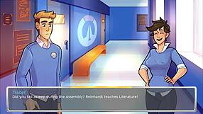 Tracer from Overwatch in a Hentai scene at Academy34