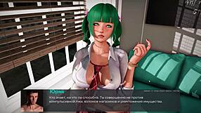 Beautiful cosplay girl shows off her big boobs and naked body in the game