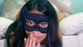 A big cock amateur fucks a petite latina with a huge dildo