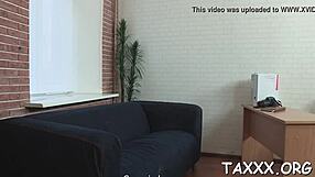 Young beauty poses and answers intimate questions on webcam and ends up having sex