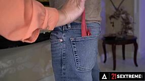 Old granny punishes panty thief with hardcore sex lessons