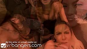 Office workers in 3D VR group sex with office sluts