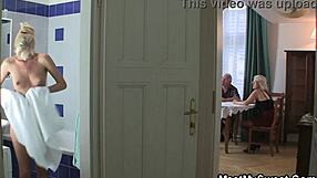 Mature Woman Shows Son's Girlfriend How to Lick!