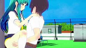 Beautiful anime boobs and outfit with 3D cartoon action