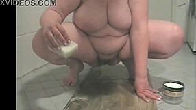 Big-boobed Finnish woman pisses and masturbates at home