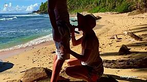 public beach facial awaits - she swallows after intense outdoor sex session