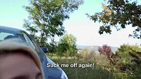 A young French woman has sex outside in a public place