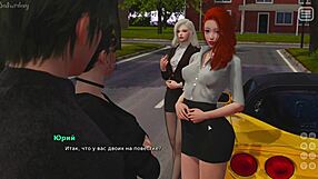 Beautiful big-boobed girl in a 3D animated game falls in love with her former bully