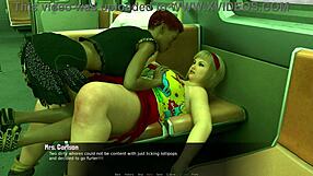 Erotic train journey with big tits and muff diving
