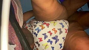 Black beauty gets creampied after phone accident