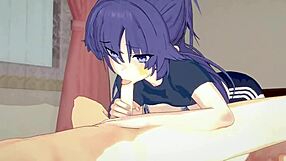 3D animated video of Yuuka with a focus on her thick thighs