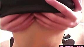 Big boobed cheerleader Allie dances and rubs her pussy on a cock