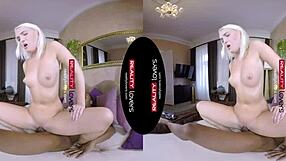 VR experience with a black man and a blonde Reality TV star