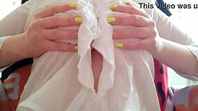 Big natural tits bouncing while being undressed solo
