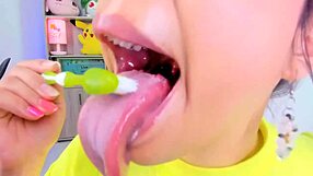 Purple Jordan is a camgirl who performs a variety of fetish scenes including a saliva gag