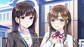 Steamy bedroom scene with fingering and kissing in anime