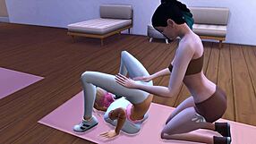 amigas enjoy yoga fun in the sims 4 3d with shaved pussy licking