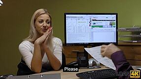 Interview for a loan turns into a steamy office affair with a MILF