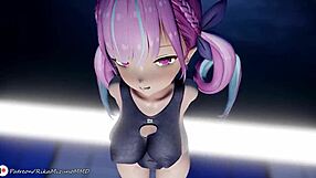 Minato Aqua和Yozora Mel比基尼MMD R-18虚拟主播的连接热舞