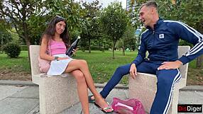 Street guy lured modest girl with drink for public fun