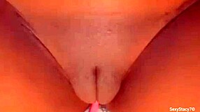 Stacy's solo masturbation session with a big unshaven clit