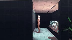 Kitagawa in the bathroom scene from anime porn