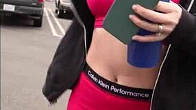 A milf goes to the gym and then have sex in the car