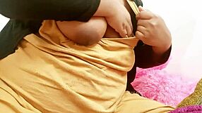 Beautiful big-boobed woman in the forest