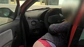 Public pussy fingering and anal in the car outdoors