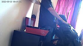 Office work turns into a steamy affair with the boss’s secretary giving him a blow job in front of the CCTV camera