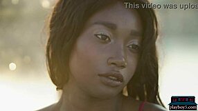 Ebony Beauty Mimi Desuka Strips Naked by Cameroon Pool for Playboy Shoot