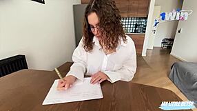 Hot student tempt her teacher during the exam and gives blow job and then have sex in different positions