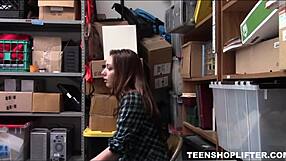 Cute alternative teen caught shoplifting, drilled by security at Teenshoplifter com. Young thief learns her lesson hard