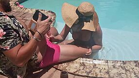 Young and old amateur guys getting oral sex in the pool