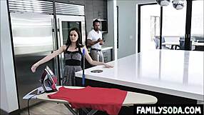 A threesome with the help of the housekeeper and the wife who wants to please her husband