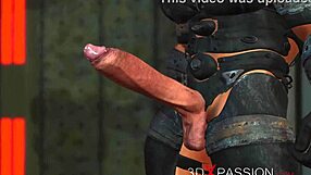 Beautiful woman with no hair gets fucked by big cock in sci-fi fuck system
