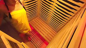 Public sauna action with squirting and rough creampies