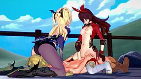 3D animated teen girls shoot arrows in Genshin Impact
