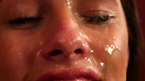 A weird doll gets a facial after giving a blowbang service