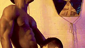 Interracial bareback action with ebony hunk and white sub