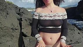 Beautiful woman with natural large breasts in hot piss scenes compilation