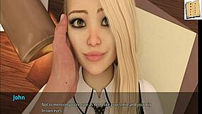 3D porn video with a hot blonde cheerleader in an office setting