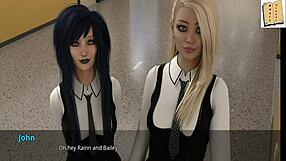 3D porn video with a hot blonde cheerleader in an office setting