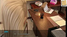 3D porn video with a hot blonde cheerleader in an office setting