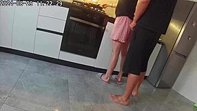 Married woman has sex with neighbor in the kitchen in this amateur video