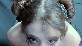 Goth girlfriend gets a sloppy facial in POV