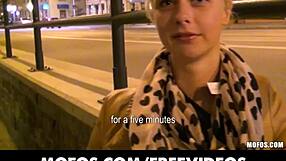 Beautiful blonde Czech student gets paid for sex in public